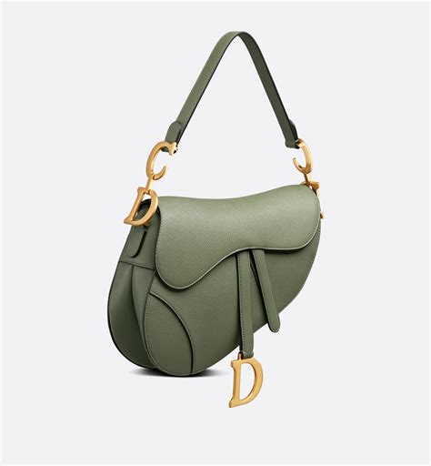 CHRISTIAN DIOR Grained Calfskin Saddle Bag With Strap.